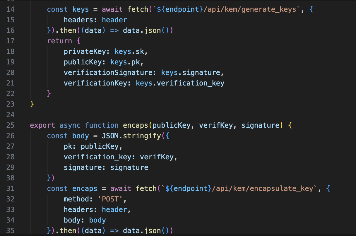 API example using ML-KEM
